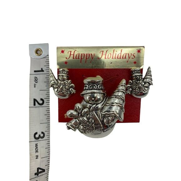 Christmas Vintage Holiday Snowmen Set Brooch Pendant earrings Fashion 2242 - Picture 4 of 7